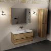 wastafel Talc solid surface midden zonder kraangat met spiegelkast