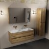 wastafel Talc solid surface dubbel zonder kraangat met spiegelkast