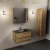 wastafel Urban solid surface midden 1 kraangat met spiegelkast