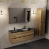 wastafel Urban solid surface dubbel 2 kraangaten met spiegelkast