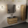 wastafel Urban solid surface midden zonder kraangat met spiegelkast