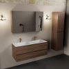 wastafel Talc solid surface dubbel 2 kraangaten met spiegelkast