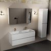 wastafel Talc solid surface dubbel 2 kraangaten met spiegelkast