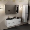 wastafel Urban solid surface dubbel 2 kraangaten met spiegelkast