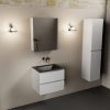 wastafel Urban solid surface midden zonder kraangat met spiegelkast