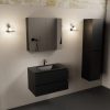 wastafel Urban solid surface midden 1 kraangat met spiegelkast