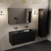 wastafel Urban solid surface dubbel zonder kraangat met spiegelkast