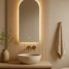 Japandi spiegel met verwarming en verlichting 45x100cm