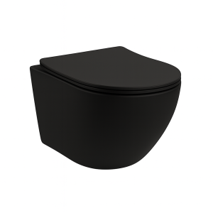 Kayvit Hangtoilet Mat Zwart | Softclose | Quickrelease | Randloos (met bril)