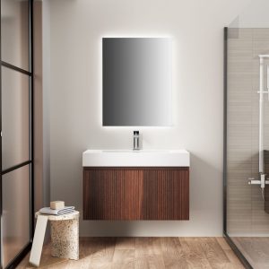 Japandi Design Wit Wastafelmeubel Walnoot 80 cm
