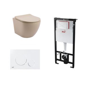Toiletset Alca met kaki pod en stijlvolle drukplaat Met zitting softclose