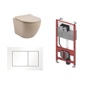 Toiletset TECE met kaki pod en stijlvolle drukplaat met zitting softclose