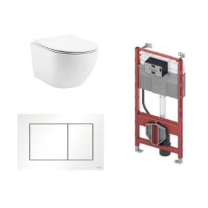 Toiletset TECE met glanzend witte pod en stijlvolle drukplaat met zitting softclose