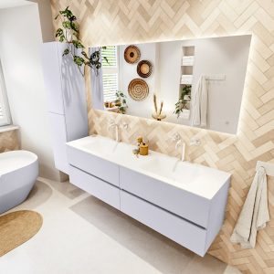 MONDIAZ VICA 170cm badmeubel onderkast Cale 4 lades. Wastafel CLOUD dubbel 2 kraangaten