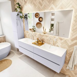 MONDIAZ VICA 180cm badmeubel onderkast Cale 4 lades. Wastafel CLOUD dubbel 2 kraangaten