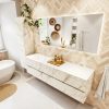 MONDIAZ VICA 180cm badmeubel onderkast Carrara 4 lades. Wastafel CLOUD links zonder kraangat