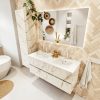 MONDIAZ VICA 120cm badmeubel onderkast Carrara 4 lades. Wastafel DENIA dubbel 2 kraangaten