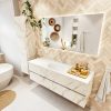 MONDIAZ VICA 150cm badmeubel onderkast Carrara 2 lades. Wastafel MOON midden zonder kraangat