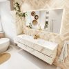 MONDIAZ VICA 170cm badmeubel onderkast Carrara 4 lades. Wastafel MOON dubbel 2 kraangaten