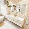 MONDIAZ VICA 170cm badmeubel onderkast Carrara 4 lades. Wastafel MOON dubbel zonder kraangat