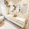 MONDIAZ VICA 190cm badmeubel onderkast Carrara 4 lades. Wastafel MOON links 1 kraangat