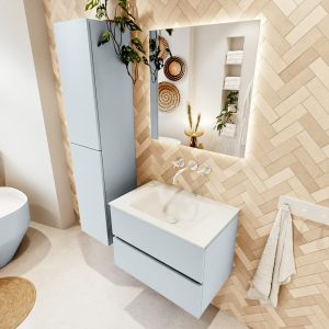 MONDIAZ VICA 70cm badmeubel onderkast Clay 2 lades. Wastafel CLOUD midden zonder kraangat