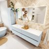 MONDIAZ VICA 180cm badmeubel onderkast Clay 4 lades. Wastafel CLOUD links zonder kraangat