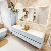 MONDIAZ VICA 190cm badmeubel onderkast Clay 4 lades. Wastafel CLOUD links 1 kraangat