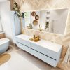 MONDIAZ VICA 190cm badmeubel onderkast Clay 4 lades. Wastafel CLOUD links zonder kraangat
