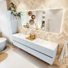 MONDIAZ VICA 200cm badmeubel onderkast Clay 4 lades. Wastafel CLOUD dubbel 2 kraangaten