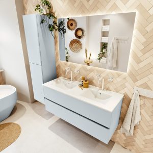 MONDIAZ VICA 120cm badmeubel onderkast Clay 2 lades. Wastafel DENIA dubbel 2 kraangaten