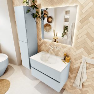 MONDIAZ VICA 80cm badmeubel onderkast Clay 2 lades. Wastafel MOON midden zonder kraangat
