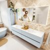 MONDIAZ VICA 190cm badmeubel onderkast Clay 4 lades. Wastafel MOON dubbel 2 kraangaten