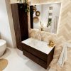MONDIAZ VICA 90cm badmeubel onderkast Dark Brown 2 lades. Wastafel CLOUD midden 1 kraangat