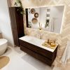 MONDIAZ VICA 130cm badmeubel onderkast Dark Brown 2 lades. Wastafel CLOUD midden 1 kraangat