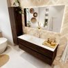 MONDIAZ VICA 140cm badmeubel onderkast Dark Brown 2 lades. Wastafel CLOUD midden 1 kraangat