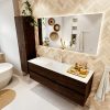 MONDIAZ VICA 150cm badmeubel onderkast Dark Brown 2 lades. Wastafel CLOUD midden 1 kraangat