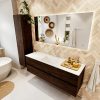 MONDIAZ VICA 150cm badmeubel onderkast Dark Brown 2 lades. Wastafel CLOUD midden zonder kraangat