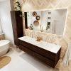 MONDIAZ VICA 160cm badmeubel onderkast Dark Brown 4 lades. Wastafel CLOUD dubbel 2 kraangaten
