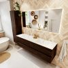 MONDIAZ VICA 170cm badmeubel onderkast Dark Brown 4 lades. Wastafel CLOUD dubbel 2 kraangaten