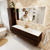MONDIAZ VICA 170cm badmeubel onderkast Dark Brown 4 lades. Wastafel CLOUD dubbel zonder kraangat