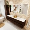 MONDIAZ VICA 180cm badmeubel onderkast Dark Brown 4 lades. Wastafel CLOUD dubbel 2 kraangaten