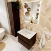 MONDIAZ VICA 60cm badmeubel onderkast Dark Brown 2 lades. Wastafel DENIA midden 1 kraangat