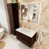 MONDIAZ VICA 80cm badmeubel onderkast Dark Brown 2 lades. Wastafel DENIA midden 1 kraangat