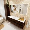 MONDIAZ VICA 150cm badmeubel onderkast Dark Brown 2 lades. Wastafel MOON midden 1 kraangat