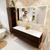 MONDIAZ VICA 150cm badmeubel onderkast Dark Brown 2 lades. Wastafel MOON dubbel zonder kraangat