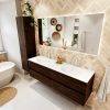 MONDIAZ VICA 160cm badmeubel onderkast Dark Brown 4 lades. Wastafel MOON dubbel 2 kraangaten