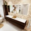MONDIAZ VICA 200cm badmeubel onderkast Dark Brown 4 lades. Wastafel MOON dubbel 2 kraangaten