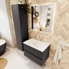 MONDIAZ VICA 70cm badmeubel onderkast Dark Grey 2 lades. Wastafel CLOUD midden zonder kraangat