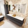 MONDIAZ VICA 180cm badmeubel onderkast Dark Grey 4 lades. Wastafel CLOUD dubbel 2 kraangaten